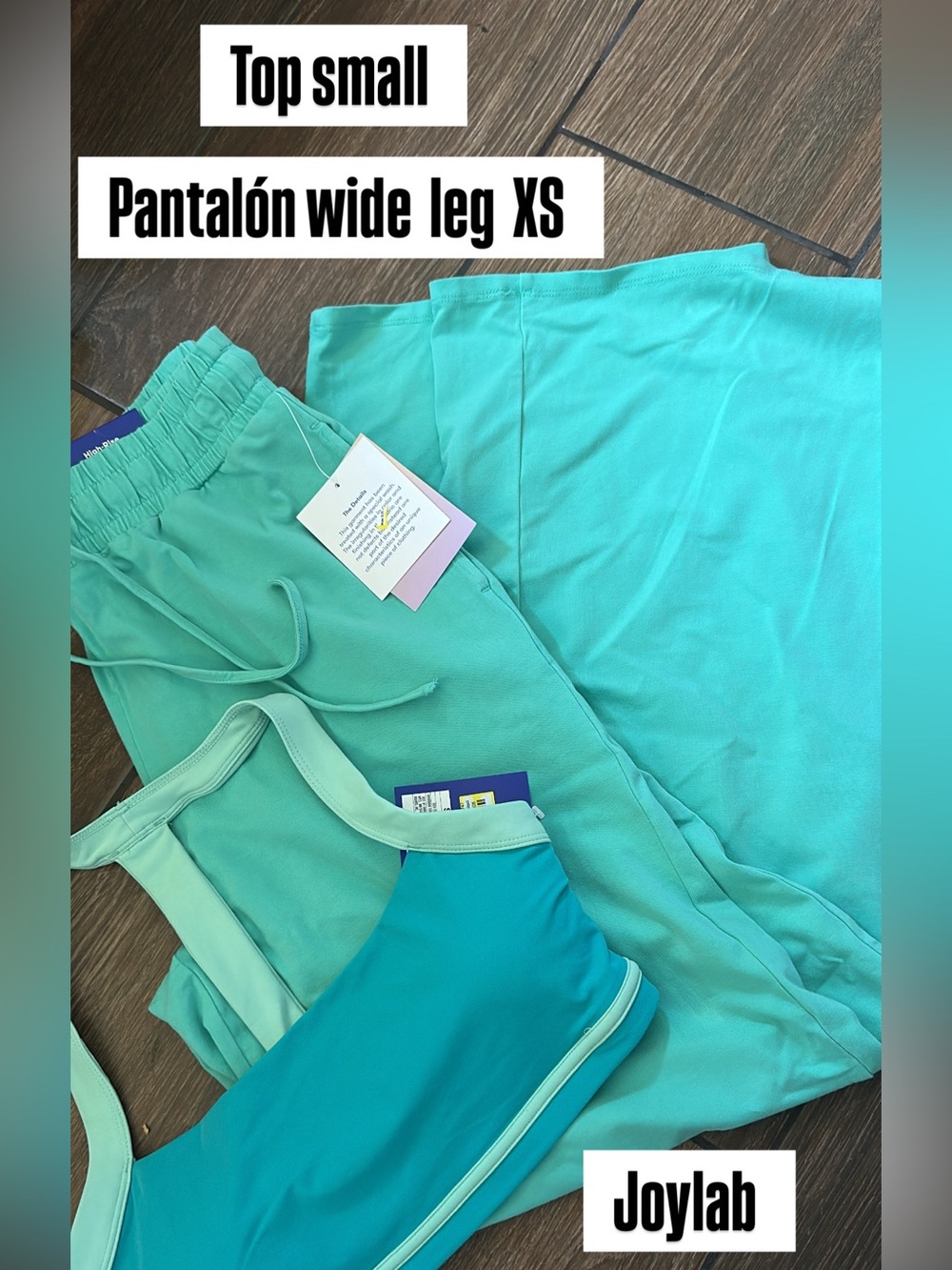 JoyLab Wide Leg Sweatpants in Aqua Teal and sport bra ( set)